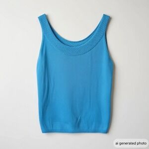 Vintage Preppy Talbots Turquoise Mercerized Cotton Sleeveless Knit Top XL NWT